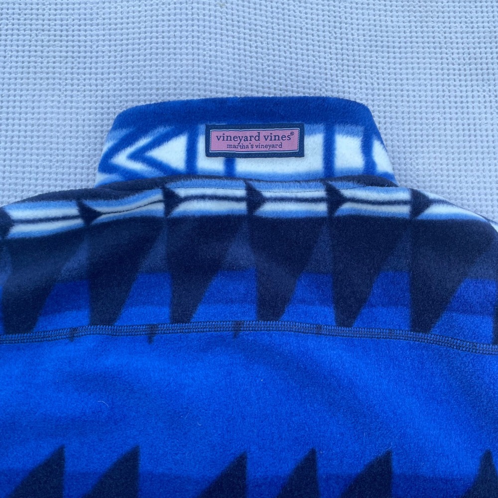 Vineyard Vines Mens XS Shep Fleece Pullover Aztec Blue Geometric Snap Mock - Picture 4 of 7